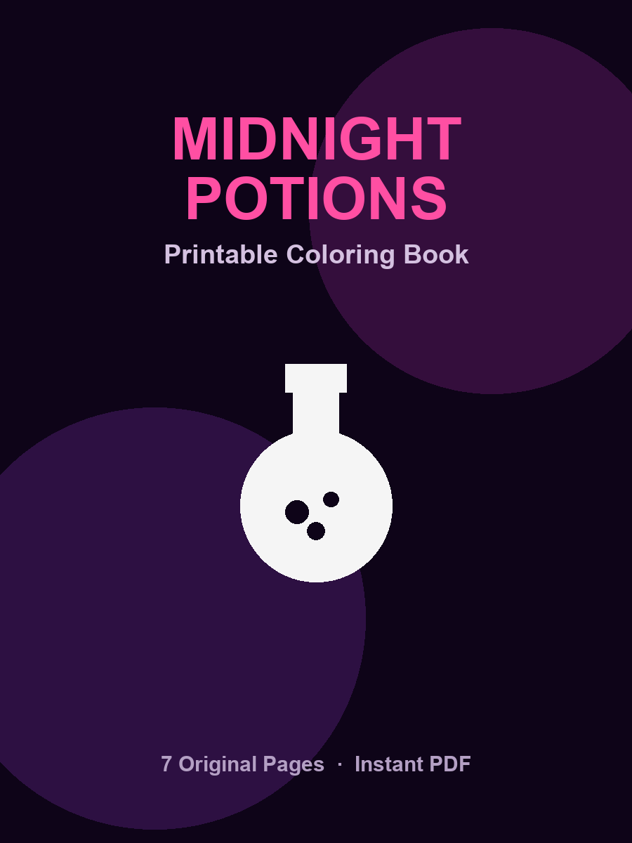 Midnight Potions — Printable Coloring Book